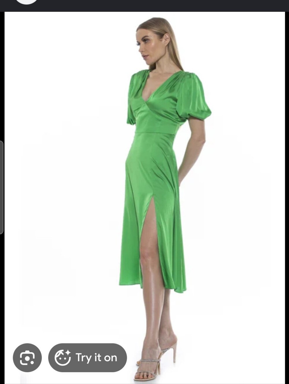 ALEXIA ADMOR Nola Green V-Neck Midi Dress Size 8
